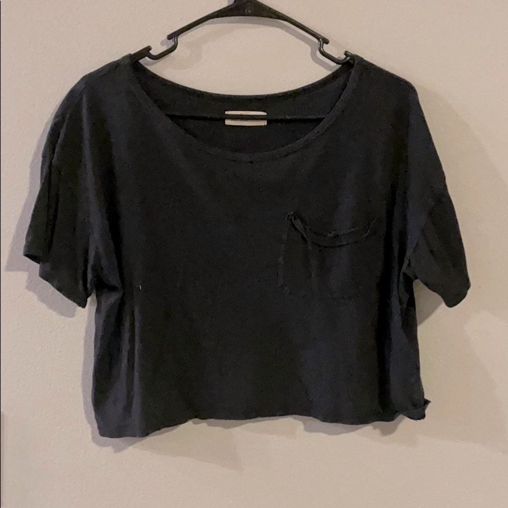 Black loose fitting crop top